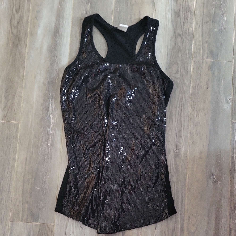 Black Sequin Women's Tank Top